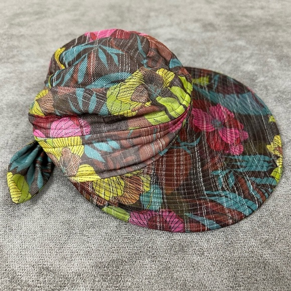 VINTAGE Laurant Benon Paris Floral Sun Visor Hat with Removable Top - Picture 4 of 9